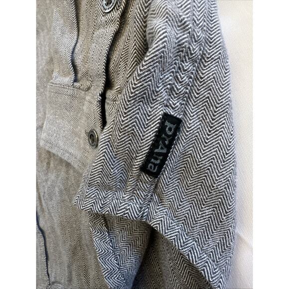 Prana Shirt Mens Large Gray Herringbone Long Sleeve Button Up Casual Nature - Picture 3 of 15